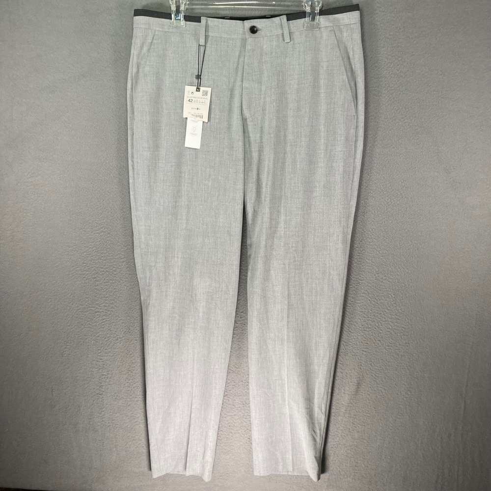Zara Mens Light Grey Slim Fit Dress Pants Trousers Size 32x31